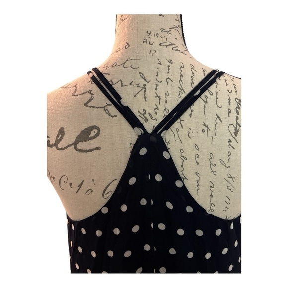 CHARLOTTE RUSSE halter dress, dark blue white polka dots, sz M, lined, keyhole - Picture 4 of 9